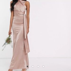 ASOS Bridesmaid multi way maxi dress in mink